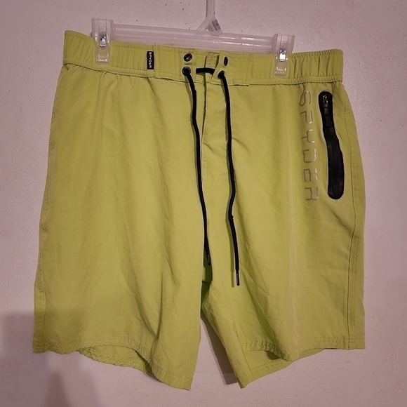 💕5 For $20 Spyder Lime Green Lined 4 Way Swim Trunks Board Shorts 8"- Sz XL - Picture 1 of 12